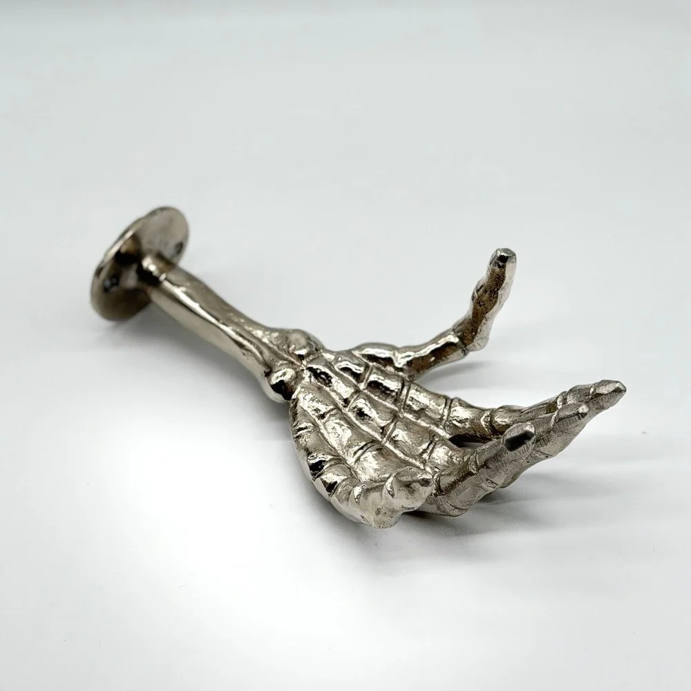 ONE HUNDRED 80 DEGREES Skeleton Hand Wall Hook Silver Gothic Spooky Halloween